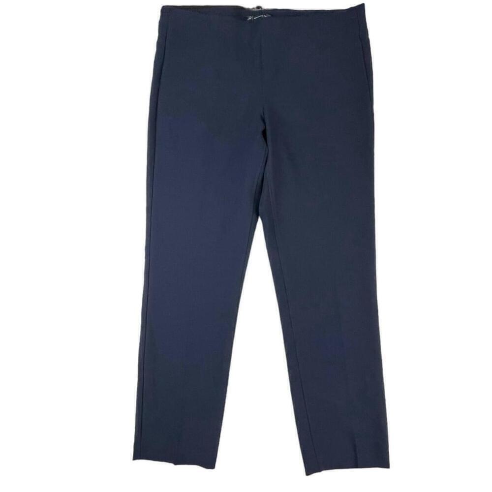 Adrianna Papell Pants Womens Blue Medium Wash Elastic Waist Pockets Straight Leg